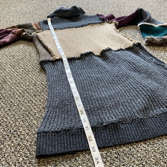 HANDMADE Recycled Repurposed Upcycled Long Sweater Boho Cozy Autumn Layers S/M - Picture 14 of 16